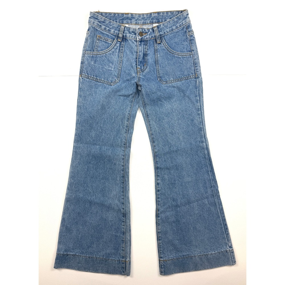 J GALT Women's Low Rise Flare Sz S 28x30 Denim Blue Jeans 100% Cotton Y2K #1676